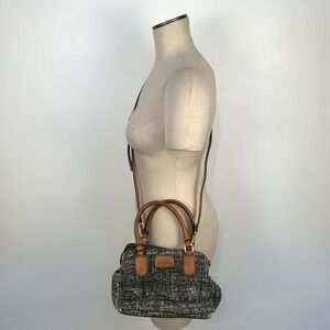 Cotelac Bag Brown Black Tweeed Handle and Crossbody Strap Small Lots of Pockets